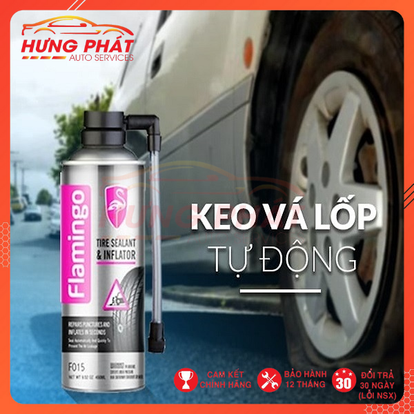 Chai Vá Lốp,, Bơm Lốp Khẩn Cấp Tự Động FLAMINGO F015 Dùng Cho Ô Tô, Xe Máy, Xe Đạp Điện 450ml