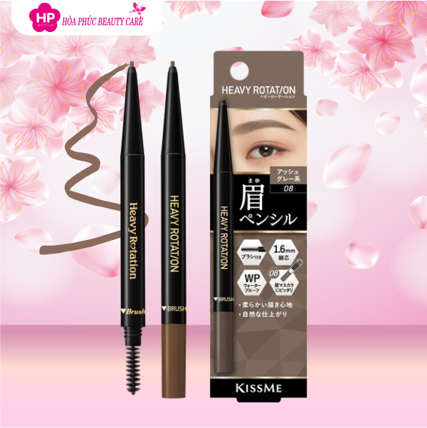 Bút Chì Sáp Kẻ Lông Mày Chống Trôi Lõi Siêu Mịn Kissme Heavy Rotation Eyebrow Pencil (0,09g)