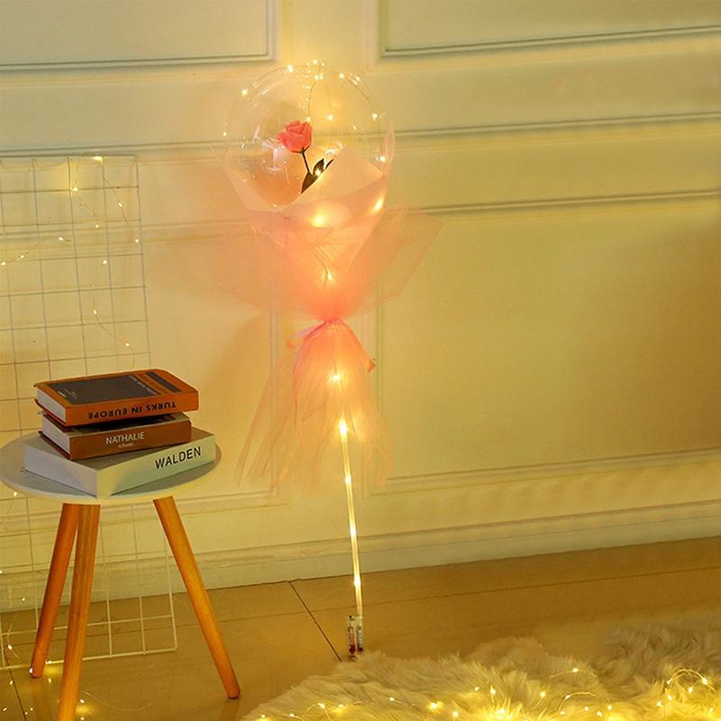 Bong Bóng Trong Suốt Hình Hoa Hồng Có Đèn LED Độc Đáo Trang Trí Tiệc Cưới / Sinh Nhật