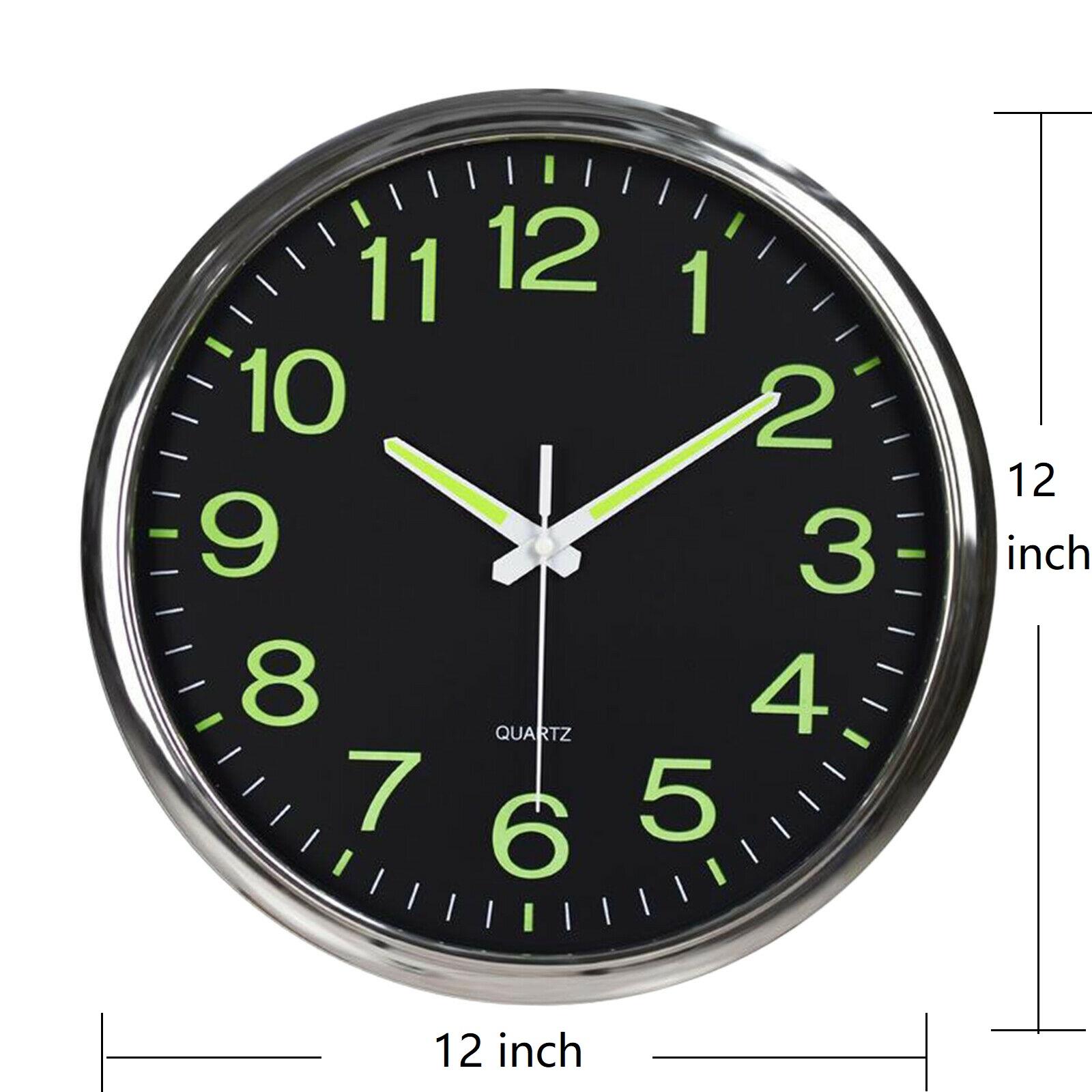 3x12'' Modern Luminous Large Quartz Wall Clock Glow In The Dark Bedroom Office