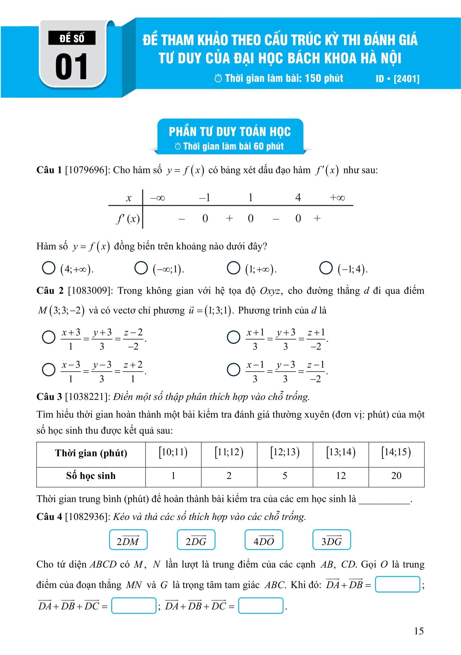 Sách - 20 Đề Luyện Thi Đánh Giá Tư Duy Theo Cấu Trúc Đề Của Đại Học Bách Khoa Hà Nội - TSA