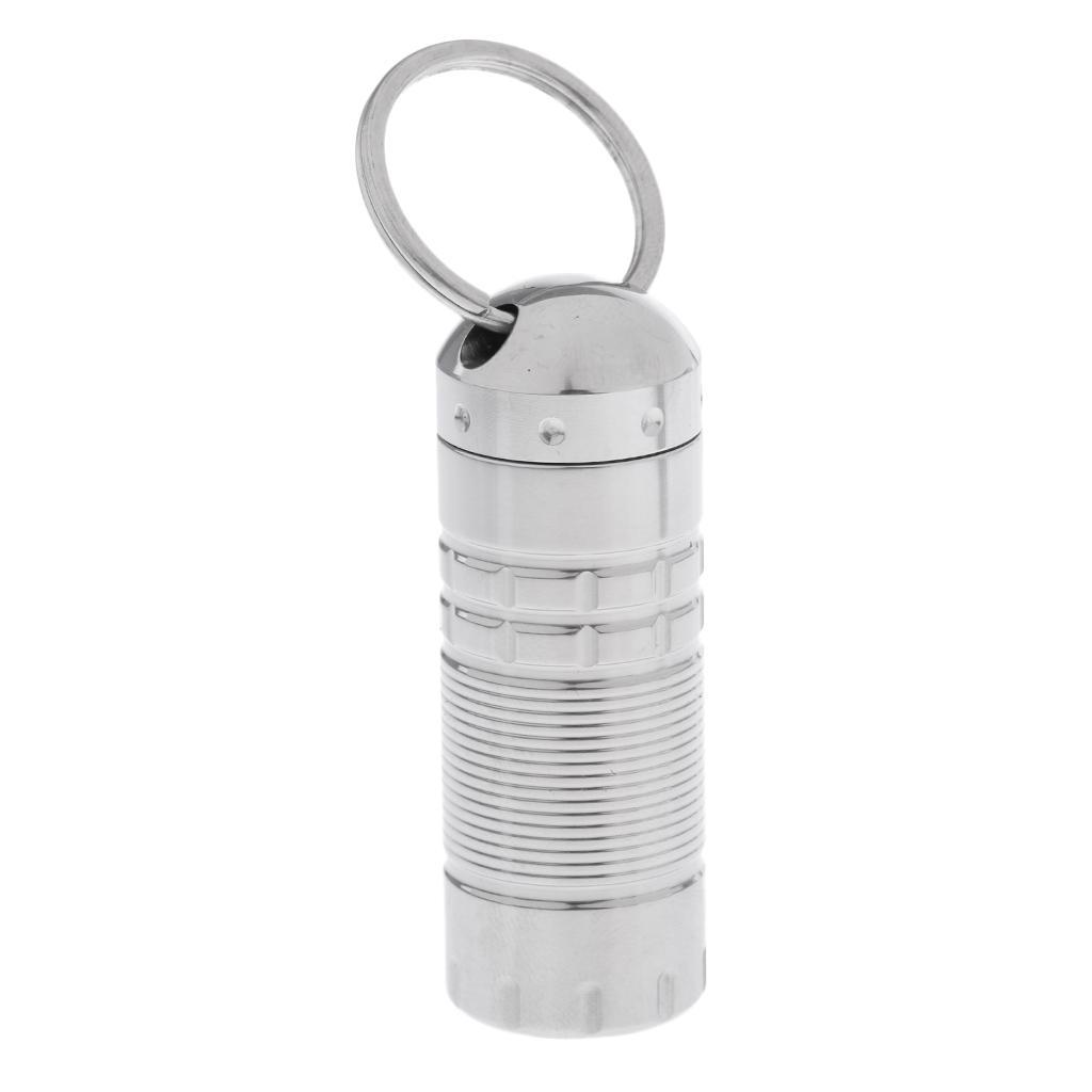 Outdoor Survival Waterproof Pill Bottle Container,55mm Titanium Dry Storage Box Airtight Case Camping