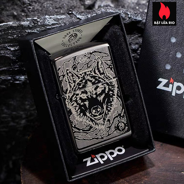 Bật Lửa Zippo 49443 – Zippo Anne Stokes Wolf High Polish Black