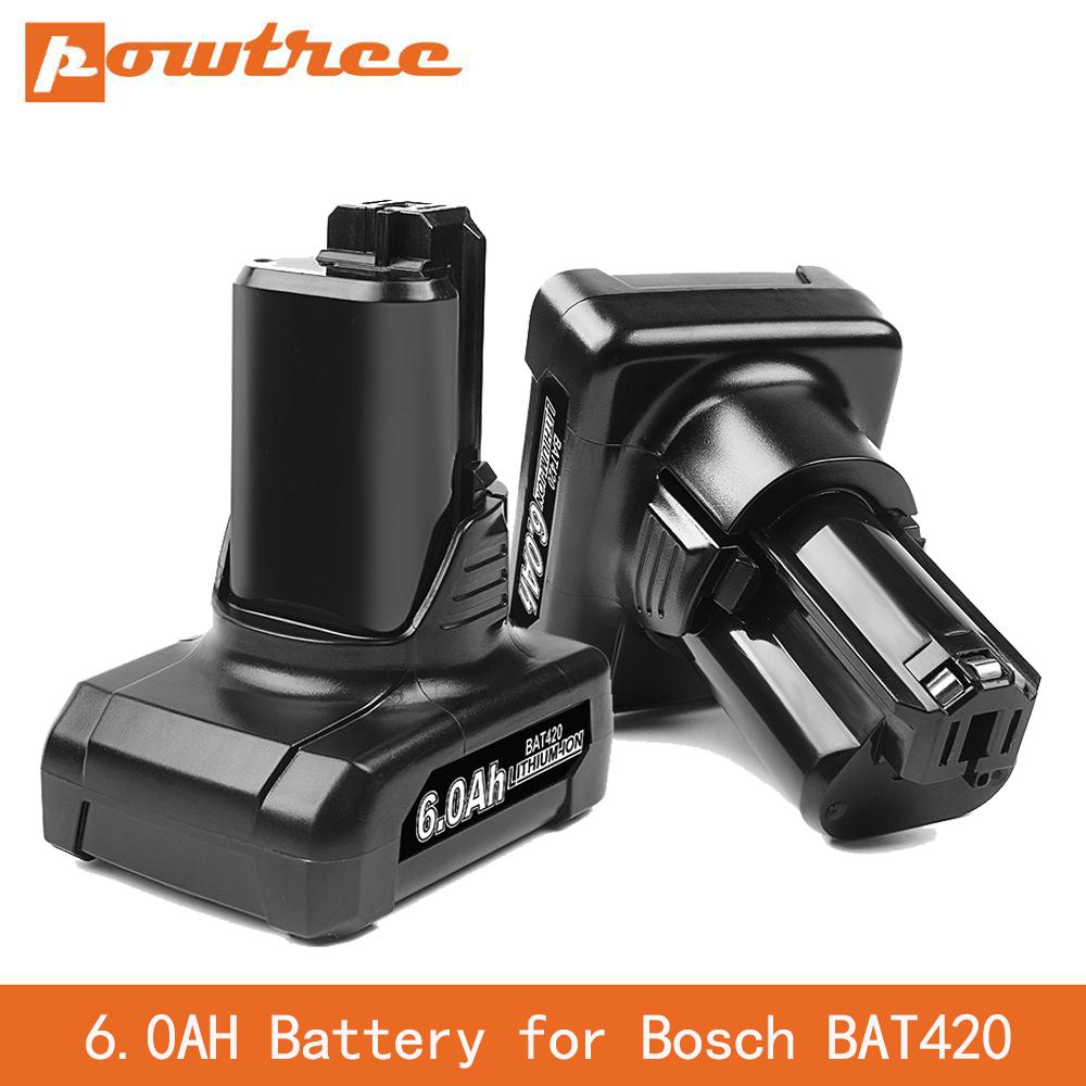BAT420 12V 6.0Ah Li-ion Pin Thay Thế cho Bosch BAT411 BAT412 BAT413 BAT414 10.8-Volt Max Dụng Cụ Điện Không Dây Màu Sắc: 2 Gói 6000mAh