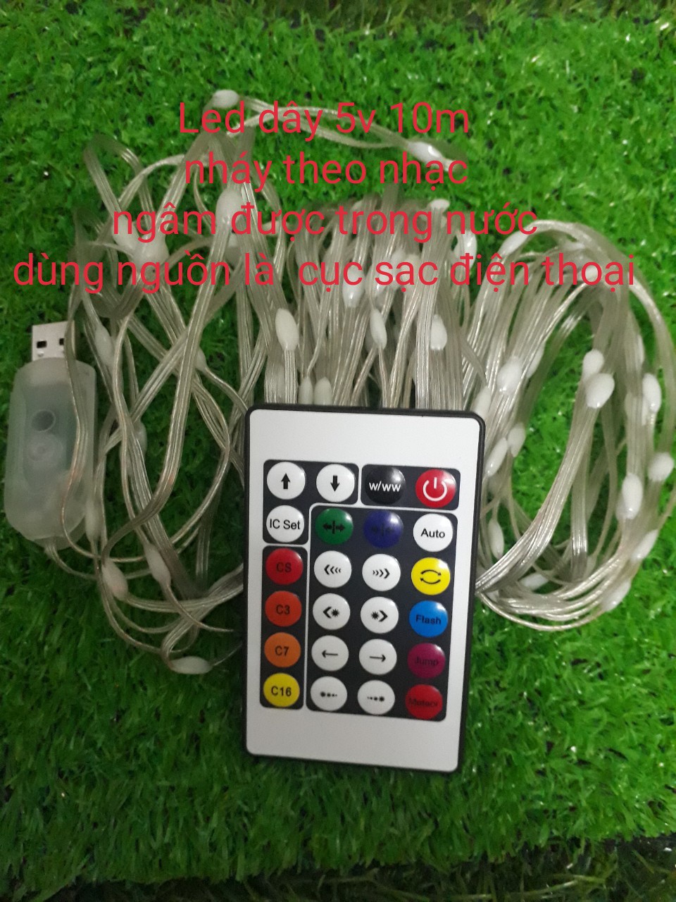 Đèn led dây chạy đuổi theo nhạc RGB 5V dài 10m trang trí ngoài trời