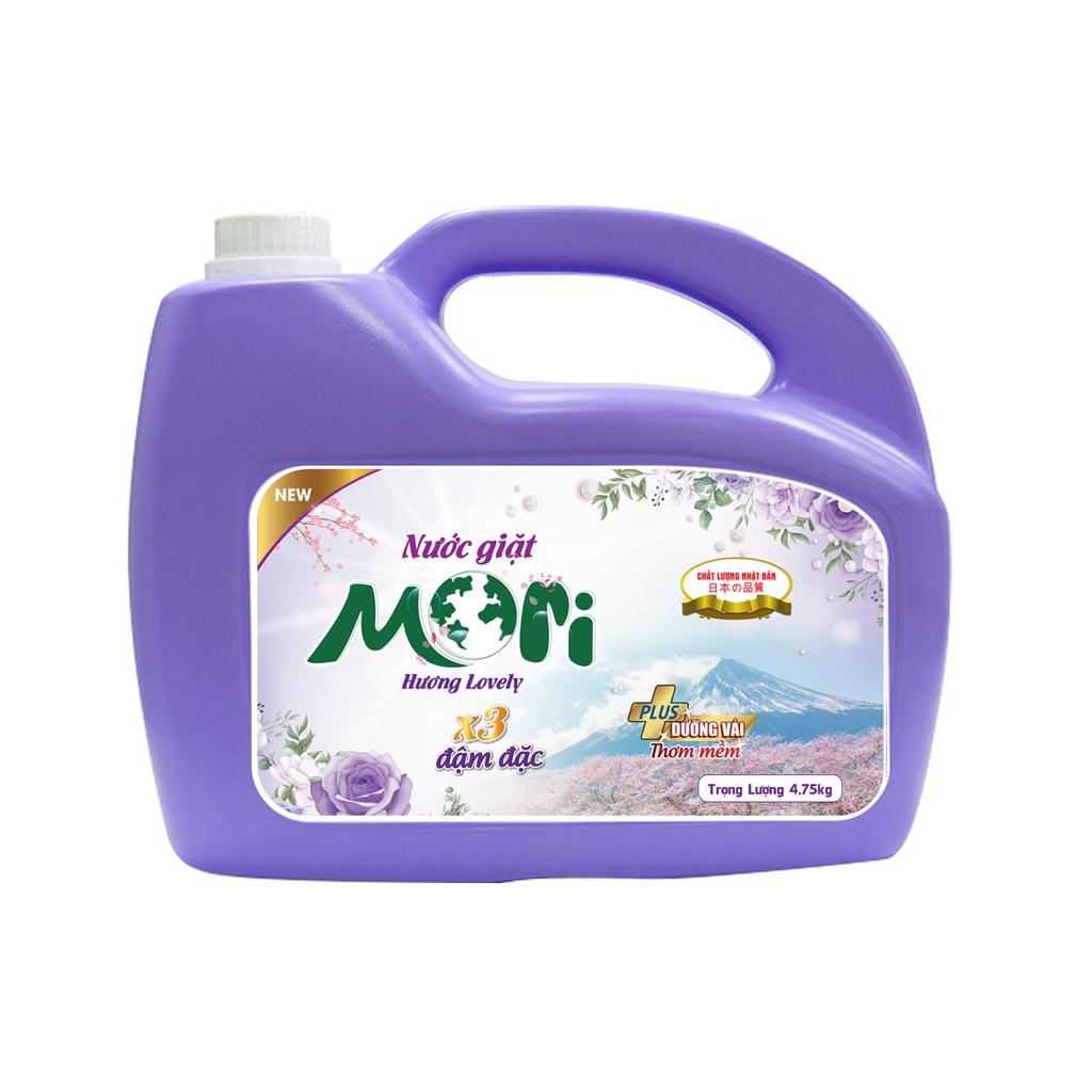 COMBO SIÊU TIẾT KIỆM Nước Giặt Mori Hương Lovely Can 4.75kg Và Nước Xả Vải Hương Lovely Can 5l