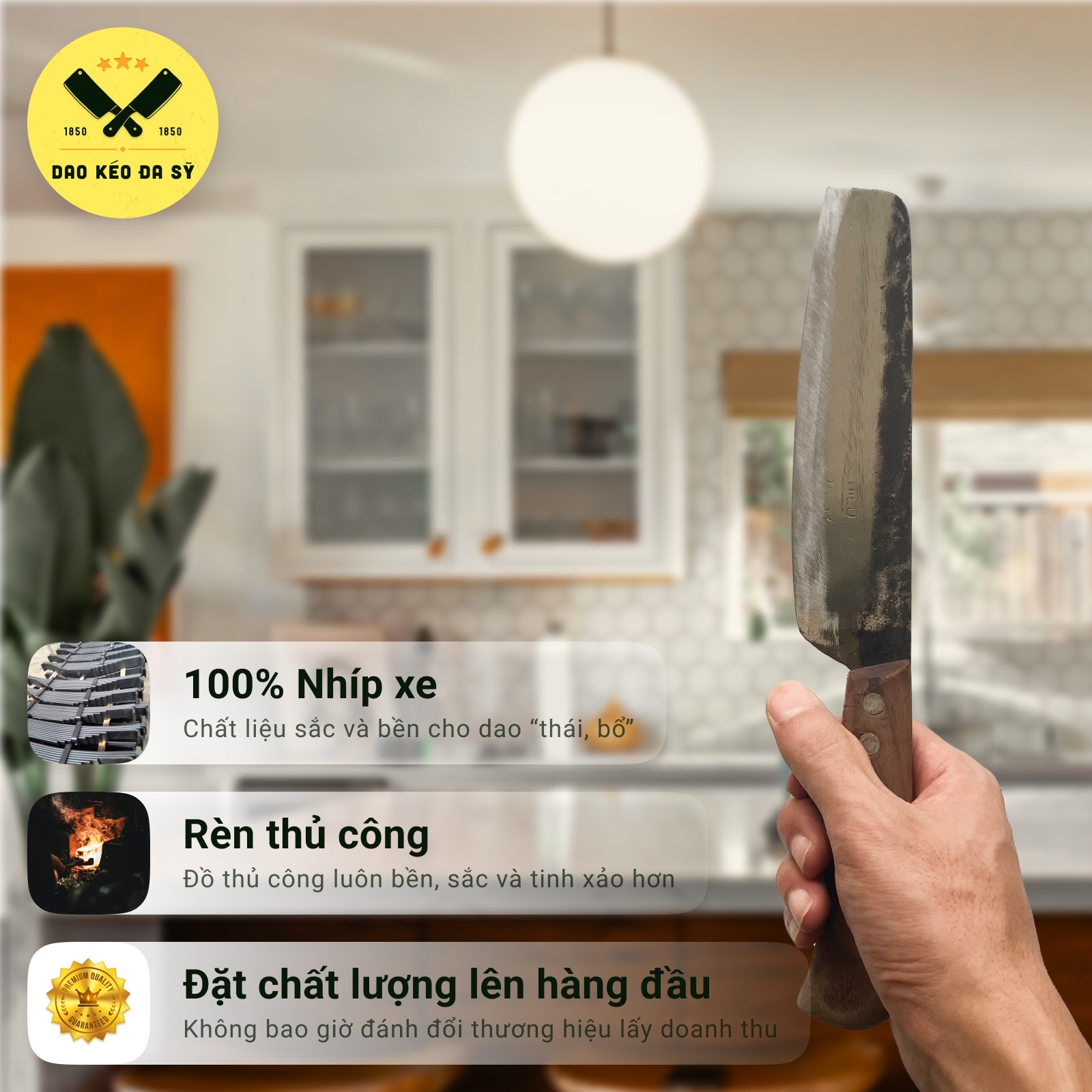 Dao thái rau, dao thái thịt, dao gọt hoa quả - Dao chuối bột - Dao Đa Sỹ - 100% Nhíp xe siêu sắc