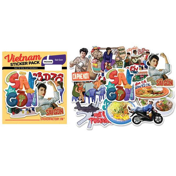 Bộ 12 Hình Dán Sai Gon - Die Cut Sticker Pack - Stickerfactory PACK006