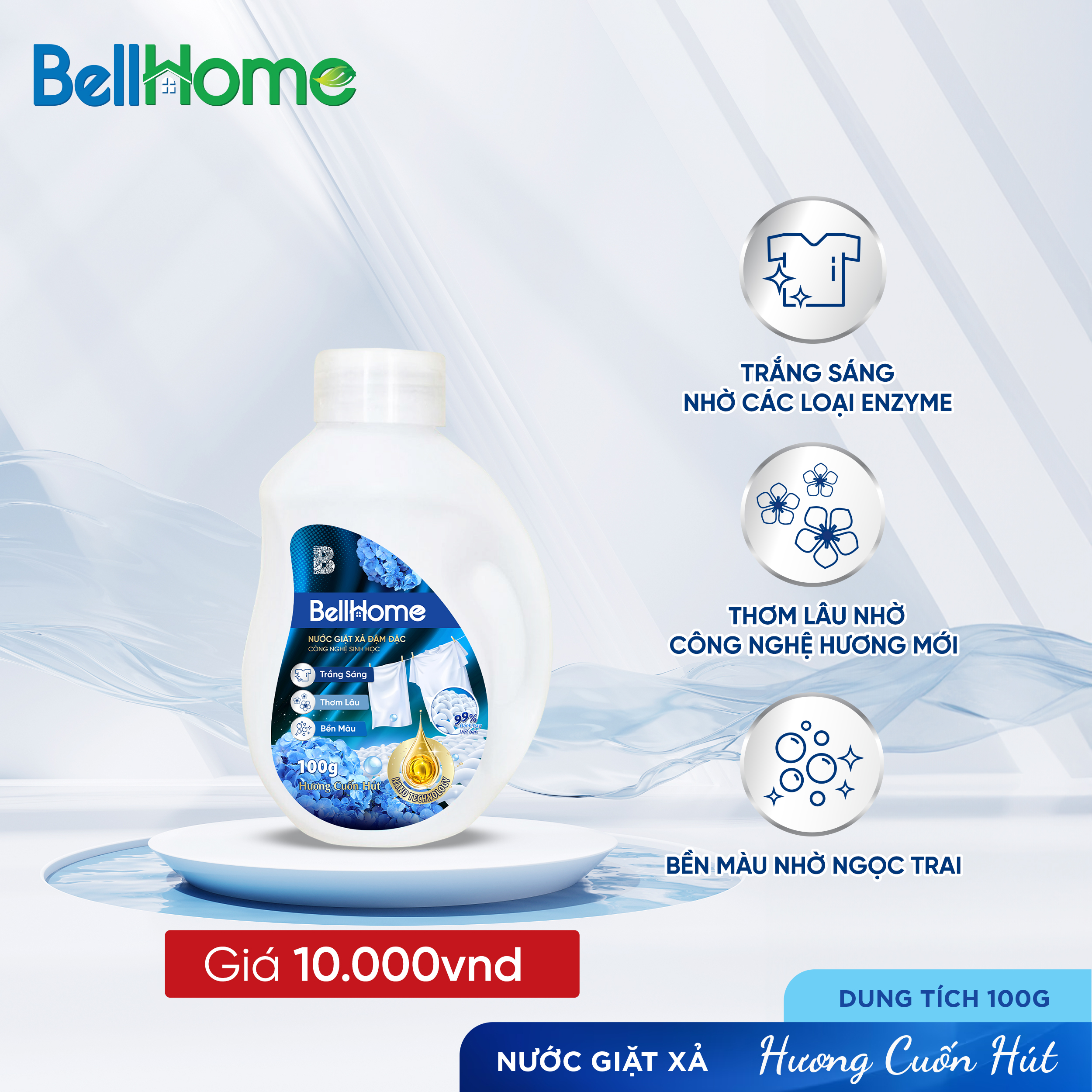 Nước Giặt Xả Công Nghệ Sinh Học Bell Home Hương Cuốn Hút 100g