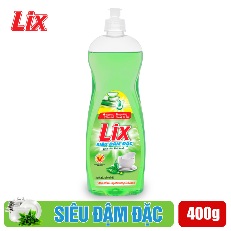 Nước rửa chén Lix siêu đậm đặc rrà xanh 400g TX402