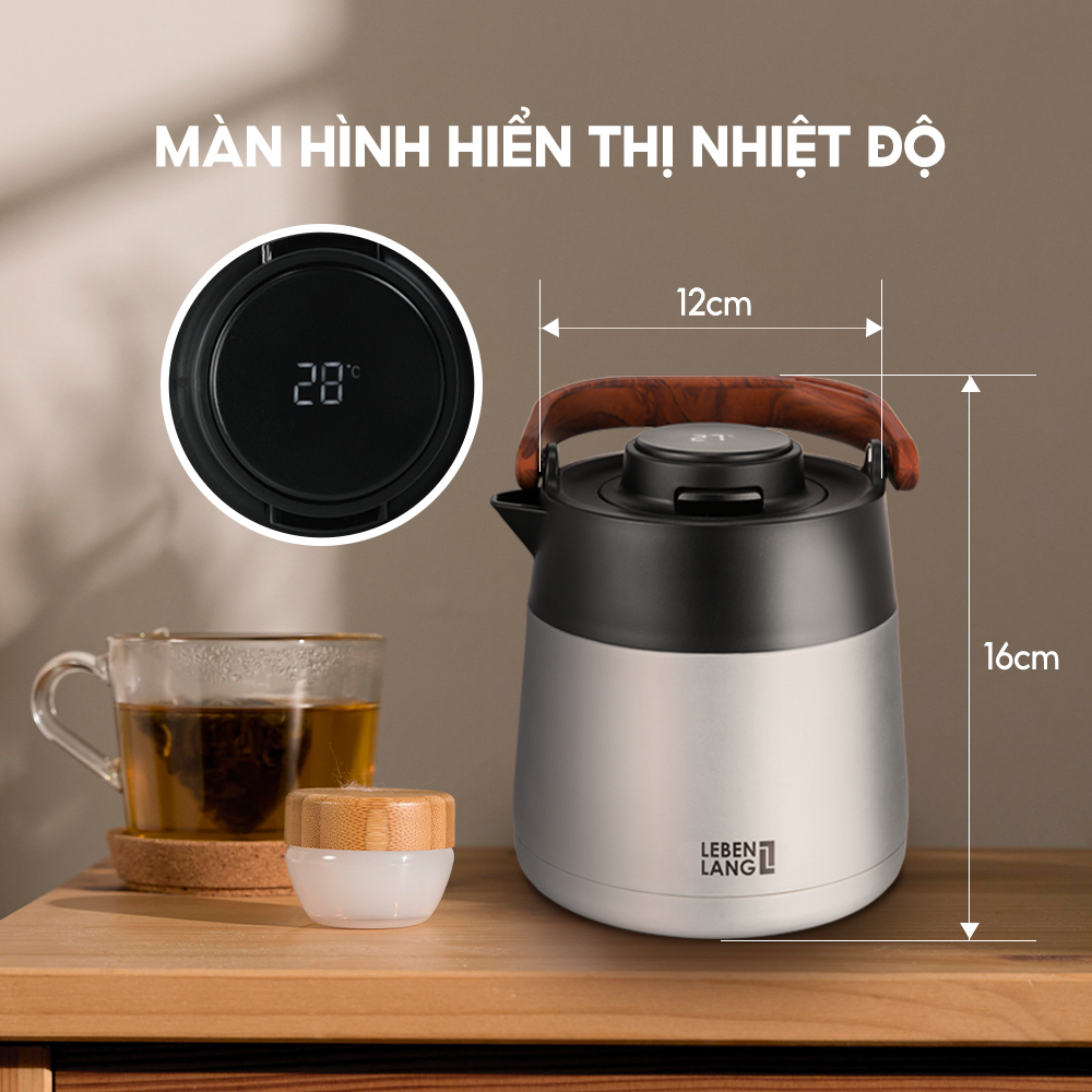 Bình pha trà giữ nhiệt inox 304 có lõi lọc trà Lebenlang LBL3031, dung tích 1000ml - hàng chính hãng