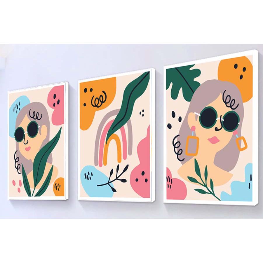 Bộ 3 tranh canvas decor phong cách minimalist, trừu tượng hiện đại - AR054