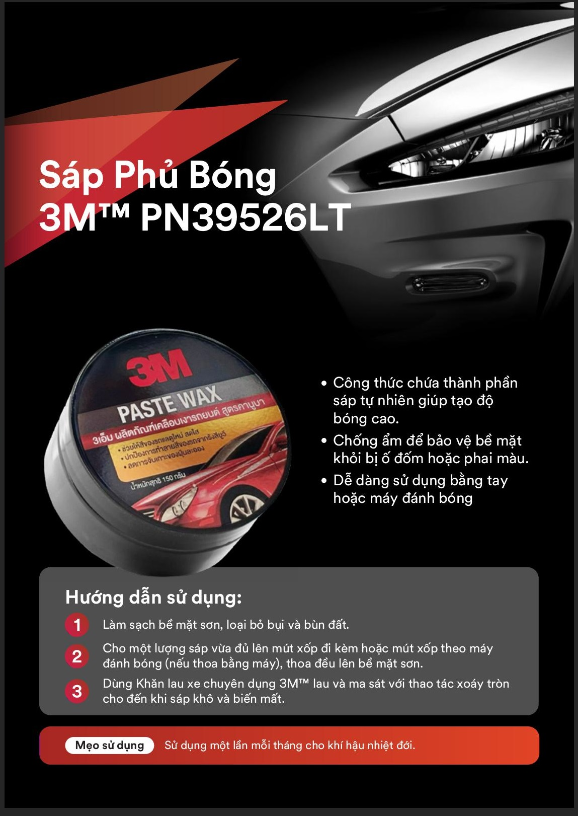 Sáp Đánh Bóng Sơn 3M Paste Wax PN39526LT