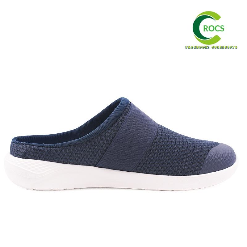 Giày lười vải lưới chống hôi chân -Croslite-Literide-Mesh mule cho nam màu xanh Navy