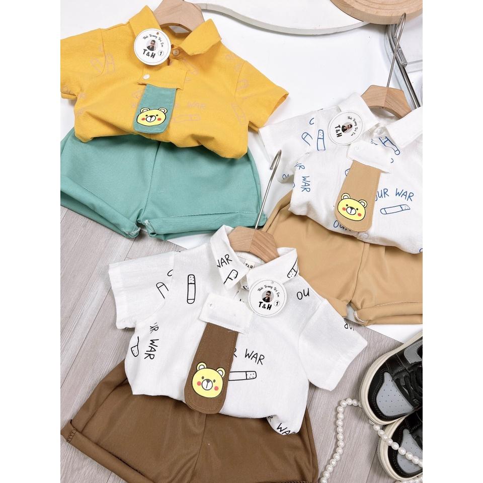 Set bộ sơ mi cho bé trai đi chơi đi tiệc phong cách Hàn Quốc size 10-20kg hàng Quảng Châu cao cấp