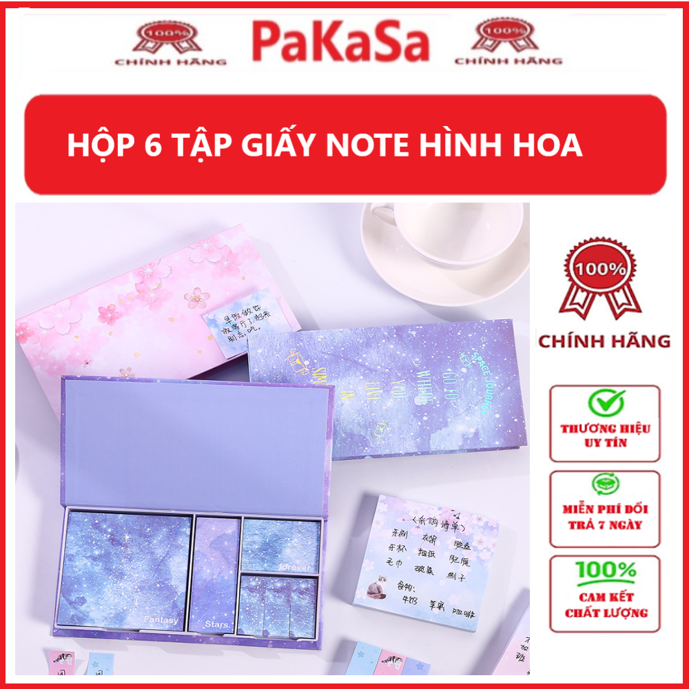 Hộp 6 tập giấy note hình hoa dễ thương - Hàng chính hãng ( màu, họa tiết ngẫu nhiên)