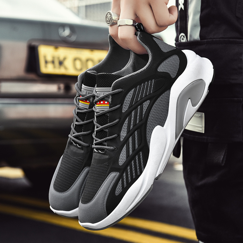 Giày Thể Thao Nam GEMI - Giày Sneaker Màu Xám - Đen Viền Xám, Giày Thể Thao Vận Động,Bảo Vệ Chân - G5155