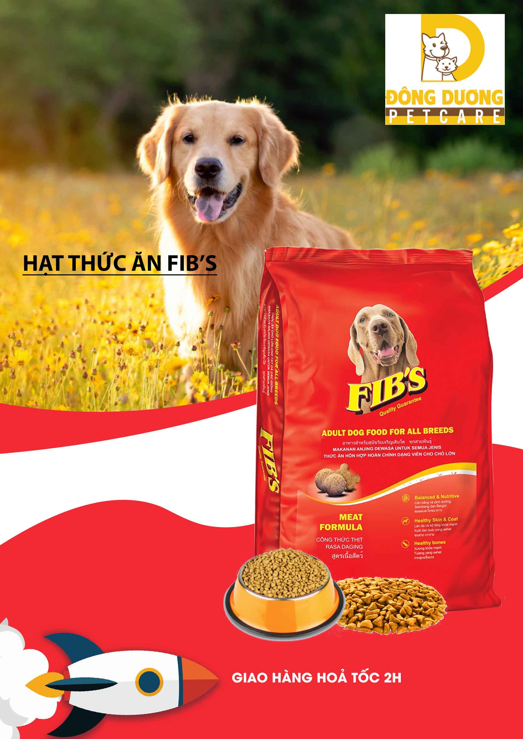 Thức ăn hạt Fib's cho chó lớn 400g - 1.5kg