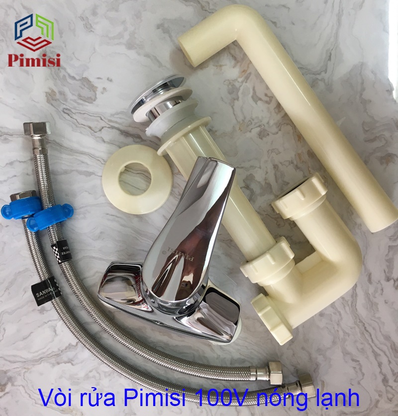 Vòi nước nóng lạnh lavabo Pimisi 100V bằng đồng cho nhà tắm | Hàng chính hãng