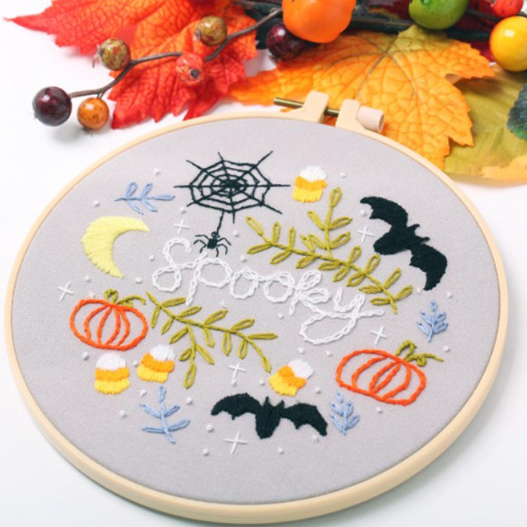 Embroidery Starter Kit with Pattern Beginners Cross Stitch with Hoops Set 1