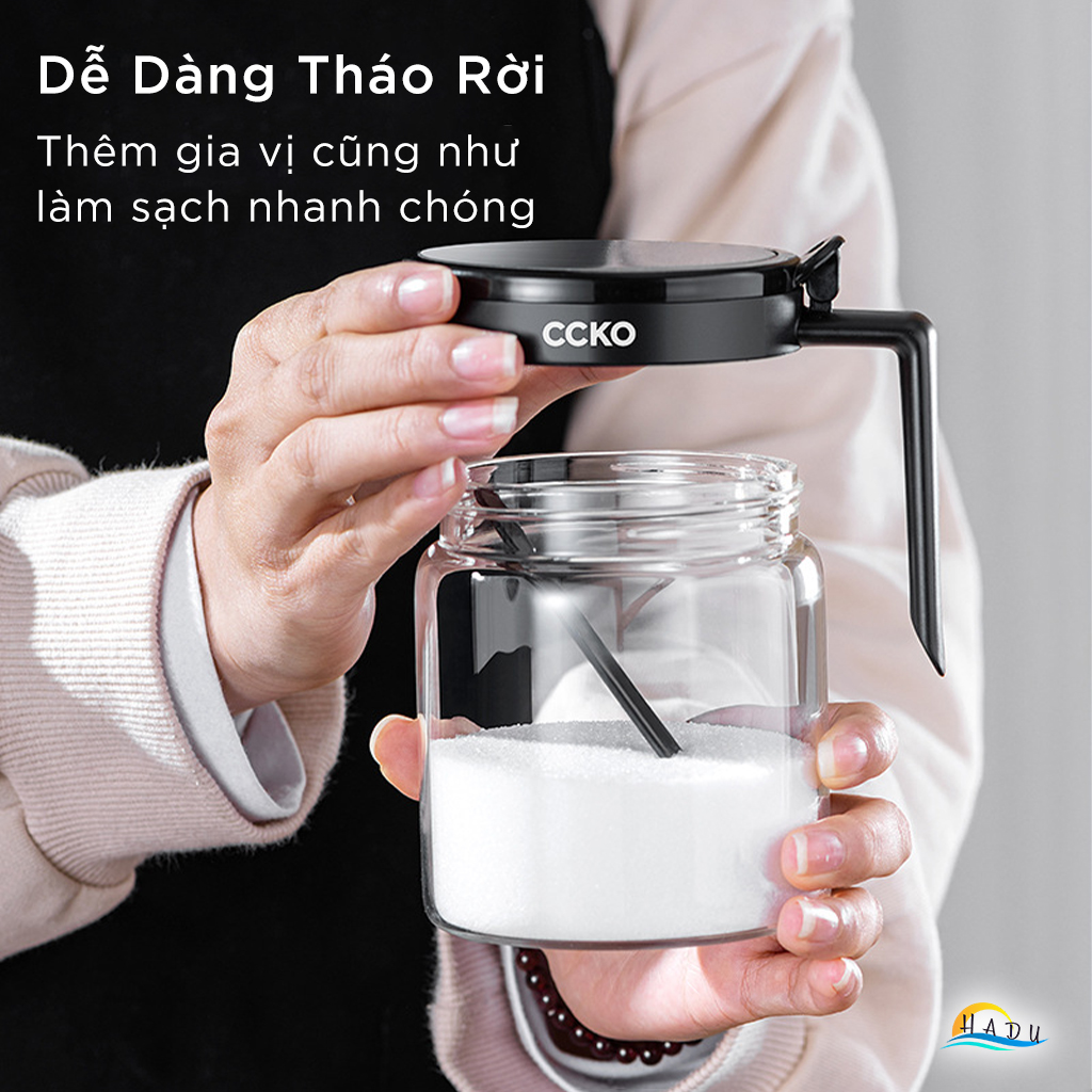 Bộ Đựng Gia Vị Nhà Bếp Thủy Tinh Cao Cấp Kèm Thìa Đạt Chất Lượng Đức CCKO