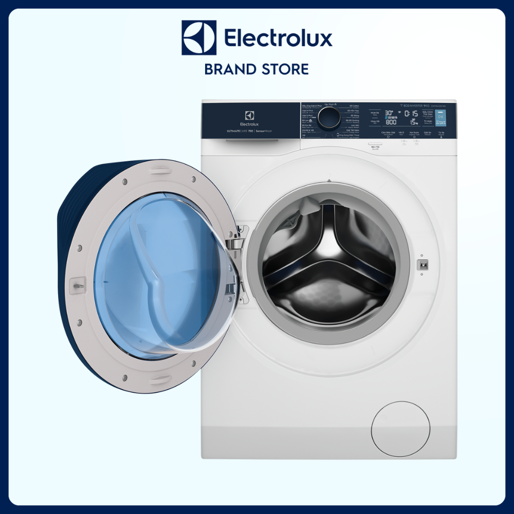 Máy giặt cửa trước Electrolux 9kg UltimateCare 700 - EWF9042Q7WB - Giặt sạch 49 loại vết bẩn, diệt 99.9% vi khuẩn, kết nối Wifi, tư vấn chăm sóc quần áo chuyên nghiệp [Hàng chính hãng]