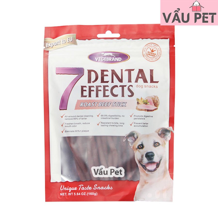 Xương gặm 7 Dental Effects làm sạch răng thơm miệng cho chó gói 160g
