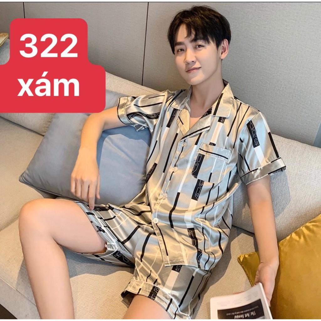 Pijiama nam cộc tay - Đồ bộ nam - đồ mặc nhà nam chất vải lụa satin mềm sang trọng (Hàng có sẵn)