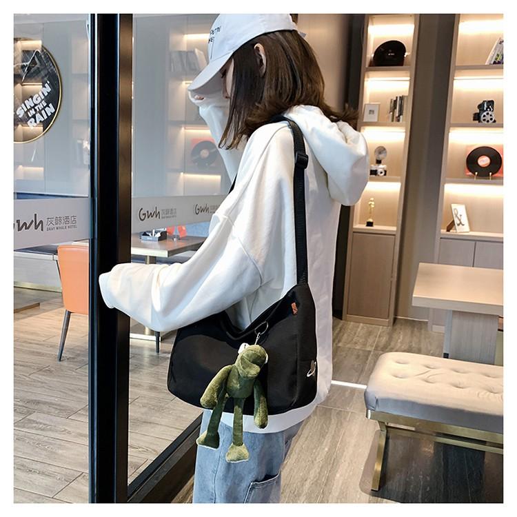 Student Idle Style Simple Crossbody Bag Canvas Bag College Student Shoulder Bag for Class