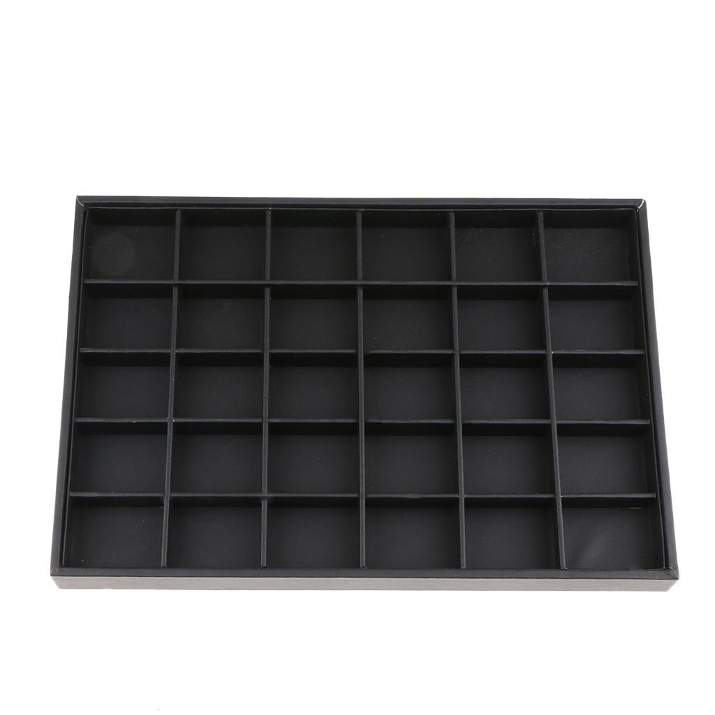 2pcs PU Leather Stackable Jewelry Tray Showcase Display Organizer 30 Slots