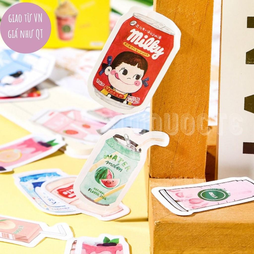 Hộp 45 sticker nhãn dán đáng yêu trang trí điện thoại vật dụng học tập gia đình Drink Bubble Box Sticker ST129