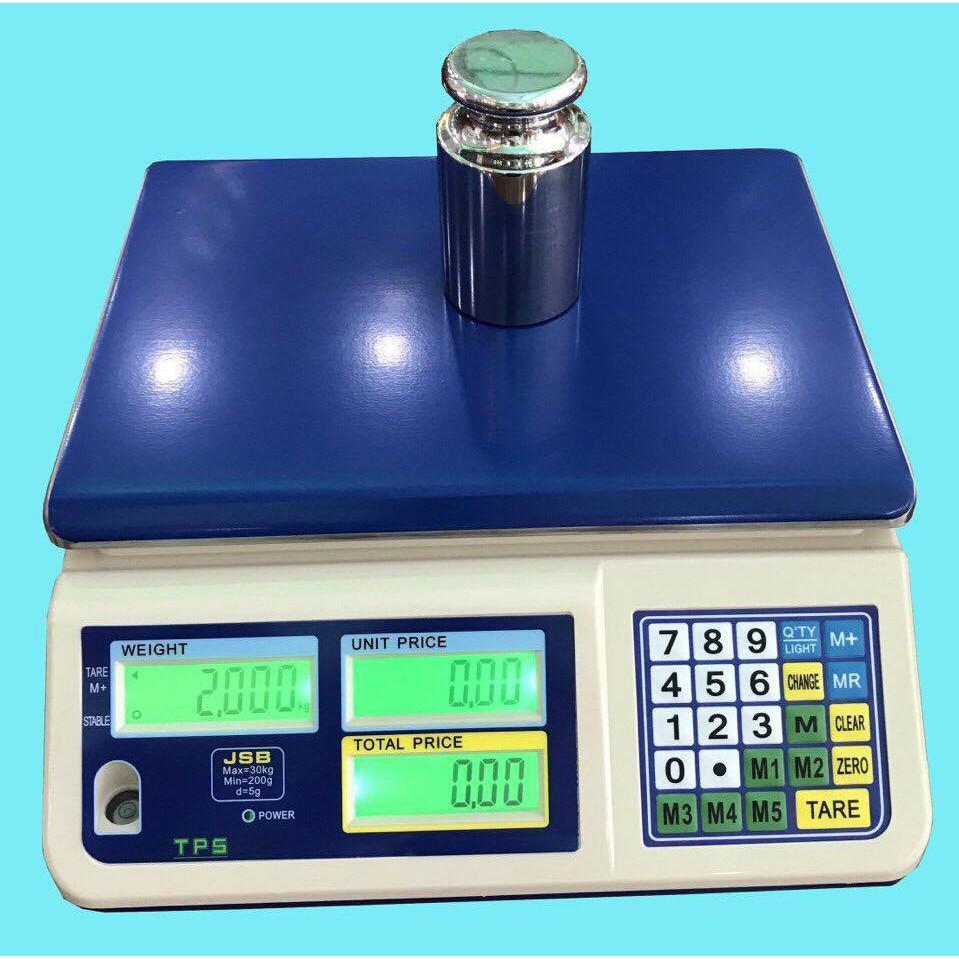 Cân điện tử tính tiền JPA 30kg, màn hình led số đen, đèn nền xanh