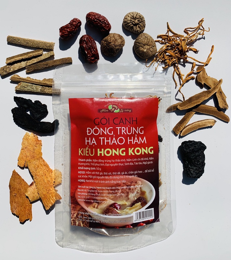 Gói Canh Đông Trùng Hạ Thảo Kiểu Hong Kong 50g, Set Nguyên Liệu Làm Lẩu Tại Nhà Kiểu Hong Kong, Gói Canh HongKong