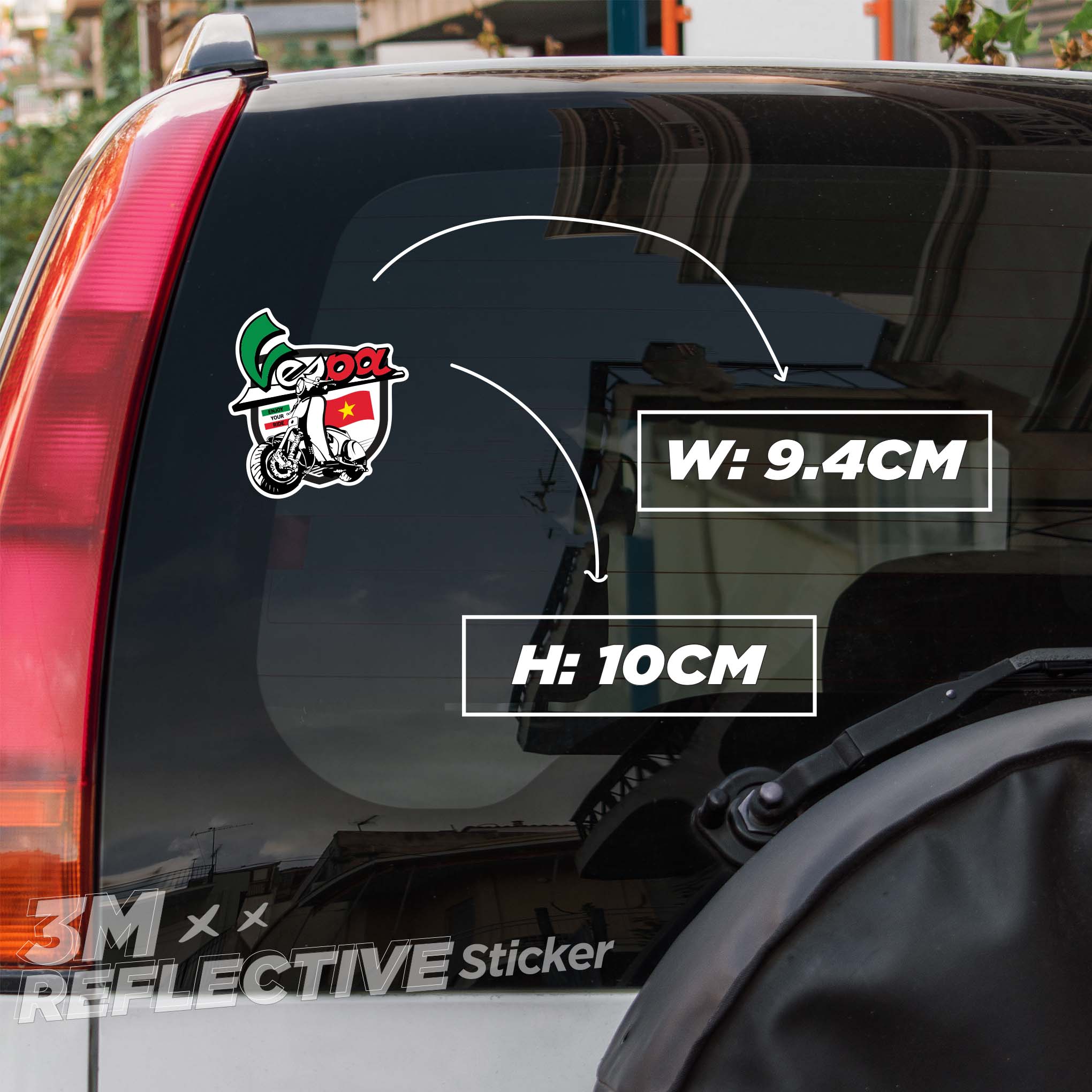 VESPA ENJOY YOUR RIDE 3M - Reflective Sticker Die-cut Hình phản quang thương hiệu STICKER FACTORY