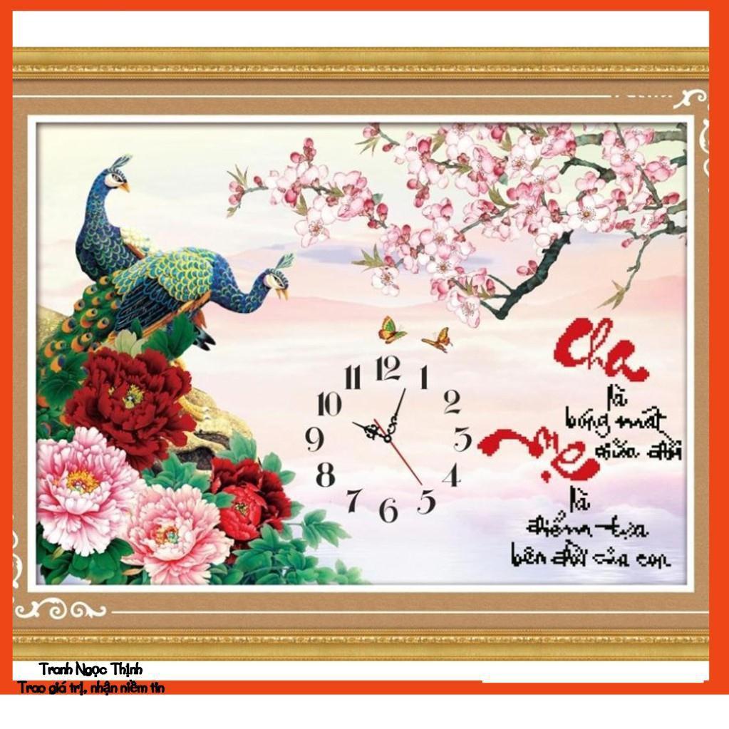 FreeShip 250k Toàn Quốc-Tranh thêu chữ thập cao cấp Cha mẹ DLH-88946- KT: 48Cmx36Cm