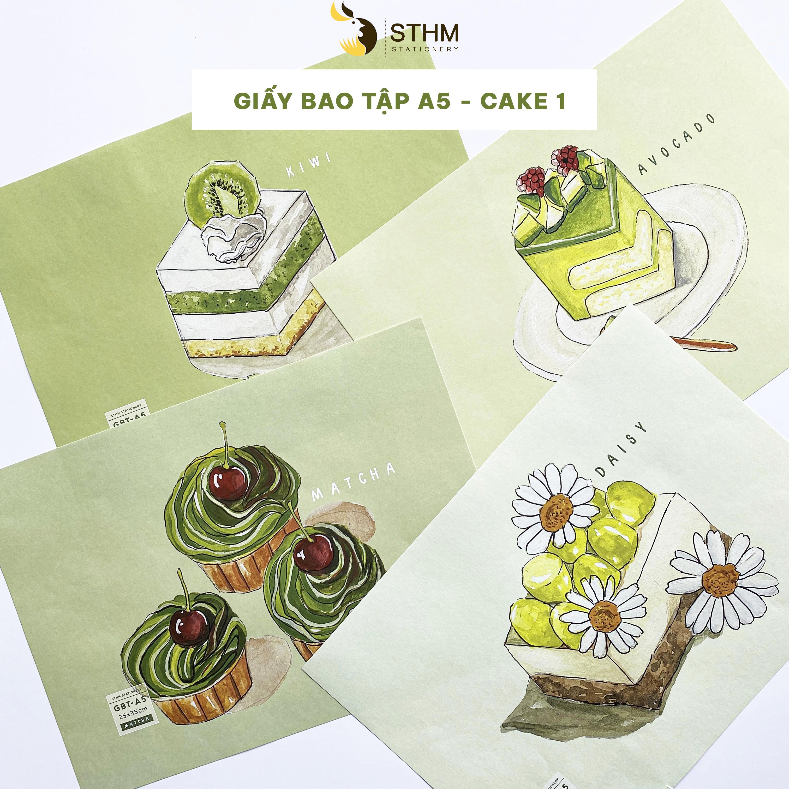 [STHM stationery] - Giấy bao tập A5 - Cake - Kraft trắng 100gsm - Tặng kèm nhãn vở