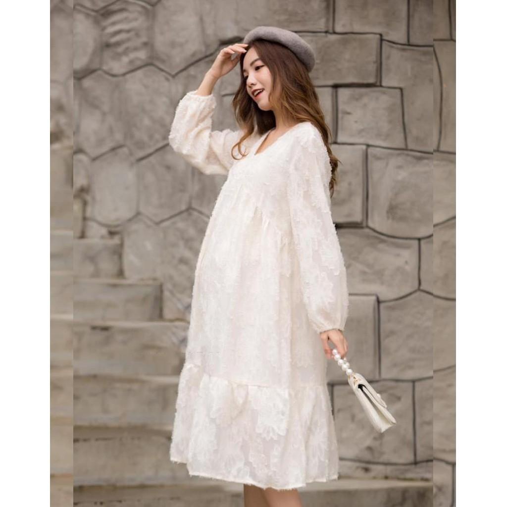 Váy bầu thời trang dự tiệc chất lụa tơ 40-65kg