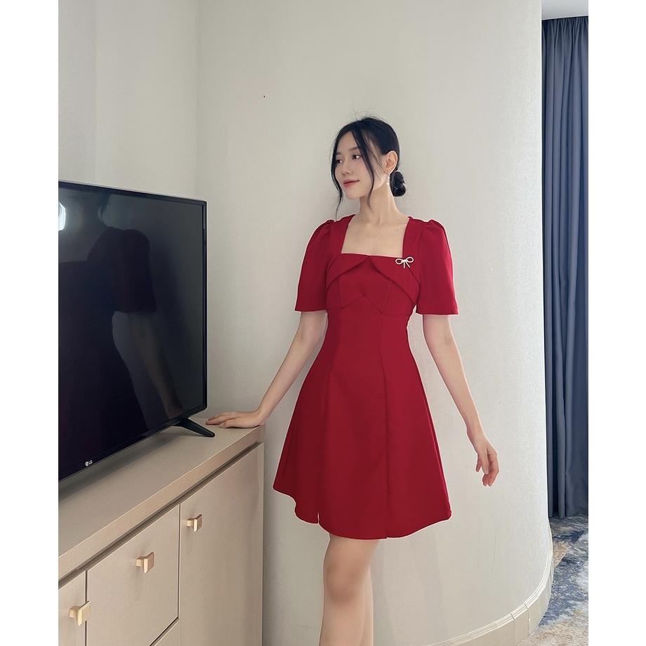 BBSTORE'S Đầm Xòe Ngắn Cổ Vuông Dự Tiệc Sang Trọng -D1300S