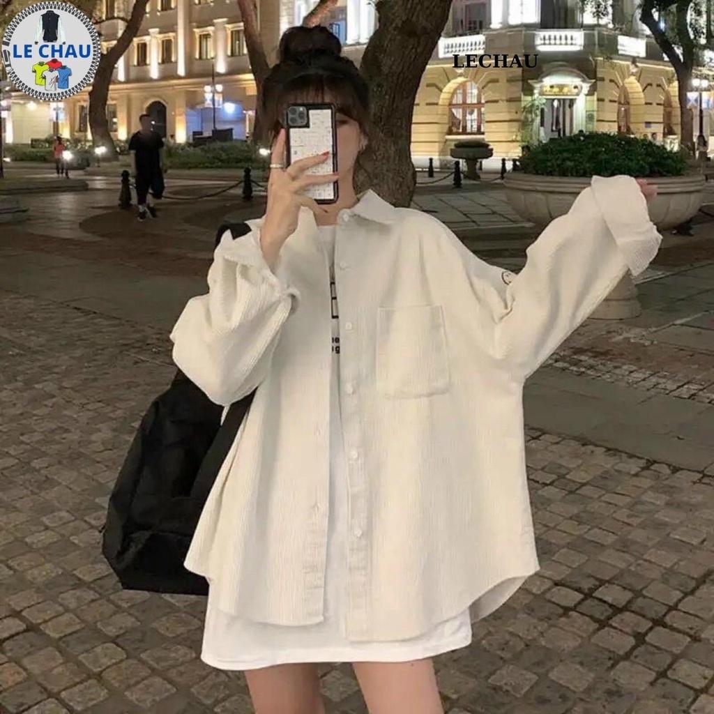 Áo khoác sơ mi nam nữ ulzzang streetstyle thêu icon siêu cute Jacket nhung unisex form rộng hottrend - Hồng &lt; 60kg
