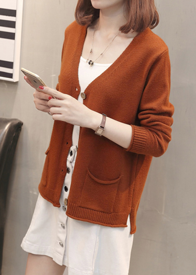 Áo cardigan len nữ 2 túi trước thời trang phong cách Hàn Quốc DV15