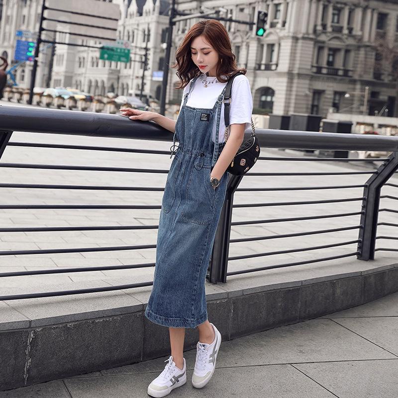 Yếm Váy Jeans Nữ Yurita Chất Bò Phối 2 Túi Trước Kèm Dây Rút Eo Mang Phong Cách Ulzzang Hàn Quốc