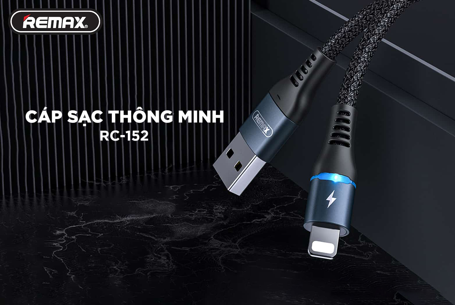 Cáp sạc USB to IP Remax RC-152i chiều dài 1m sạc 2.4A và truyền dữ liệu đồng thời 480MB/s có đèn tiện lợi - Hàng chính hãng