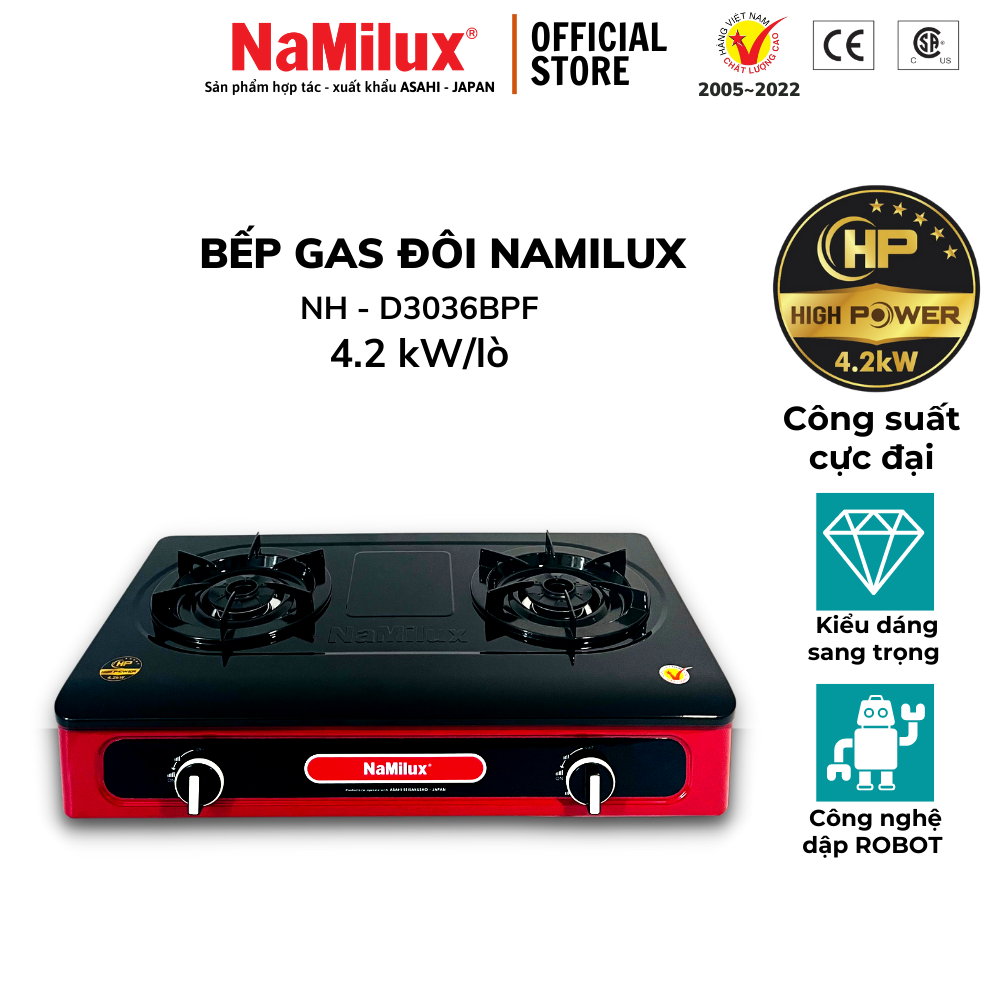 Bếp Gas Đôi Cao Cấp NaMilux NH-D3036BPF│Công suất cực đại 4.2kW│Hàng Chính Hãng