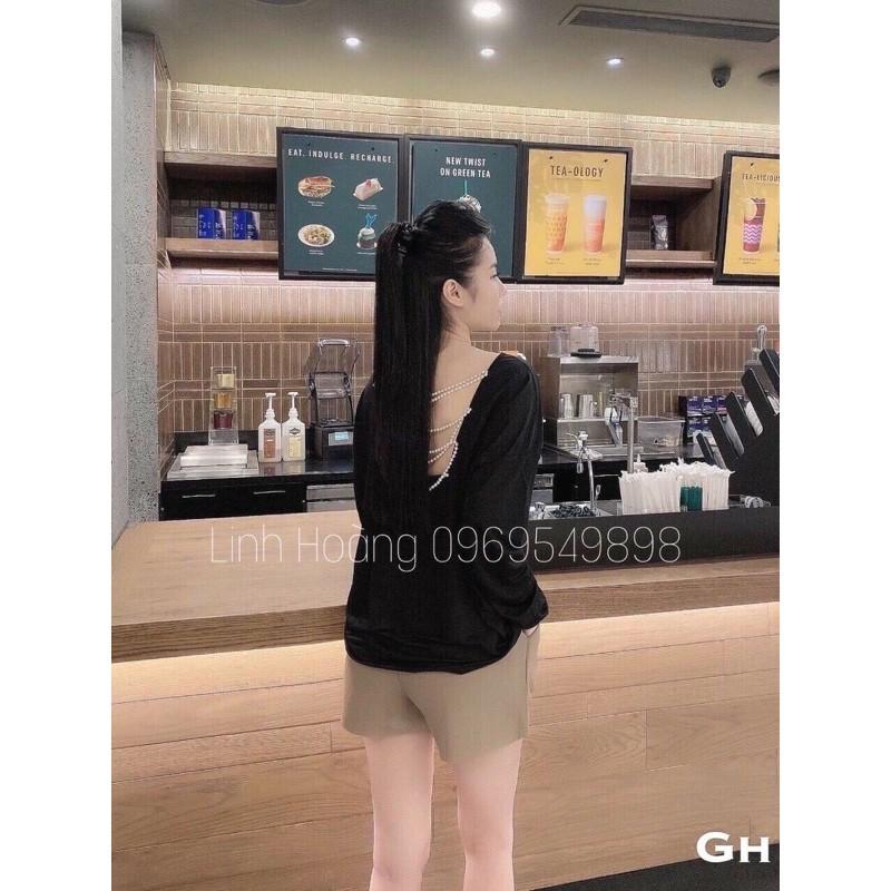 Áo Nữ Dài Tay Đan Lưng Chuỗi hạt
