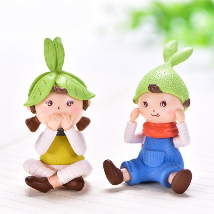 Mô hình Em Bé Đội Lá làm tiểu cảnh, terrarium, trang trí bàn làm việc quà tặng trang trí