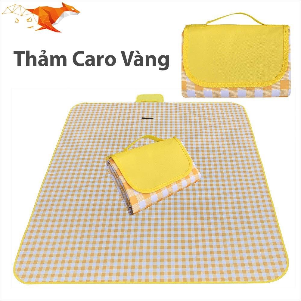 Thảm đi picnic du lịch gấp gọn dã ngoại chống nước cao cấp họa tiết caro tấm trải đi biển camping giá rẻ -màu ngẫu nhiên