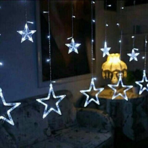 Đèn nháy thả mành hình ngôi sao 12 đèn trang trí siêu đẹp |