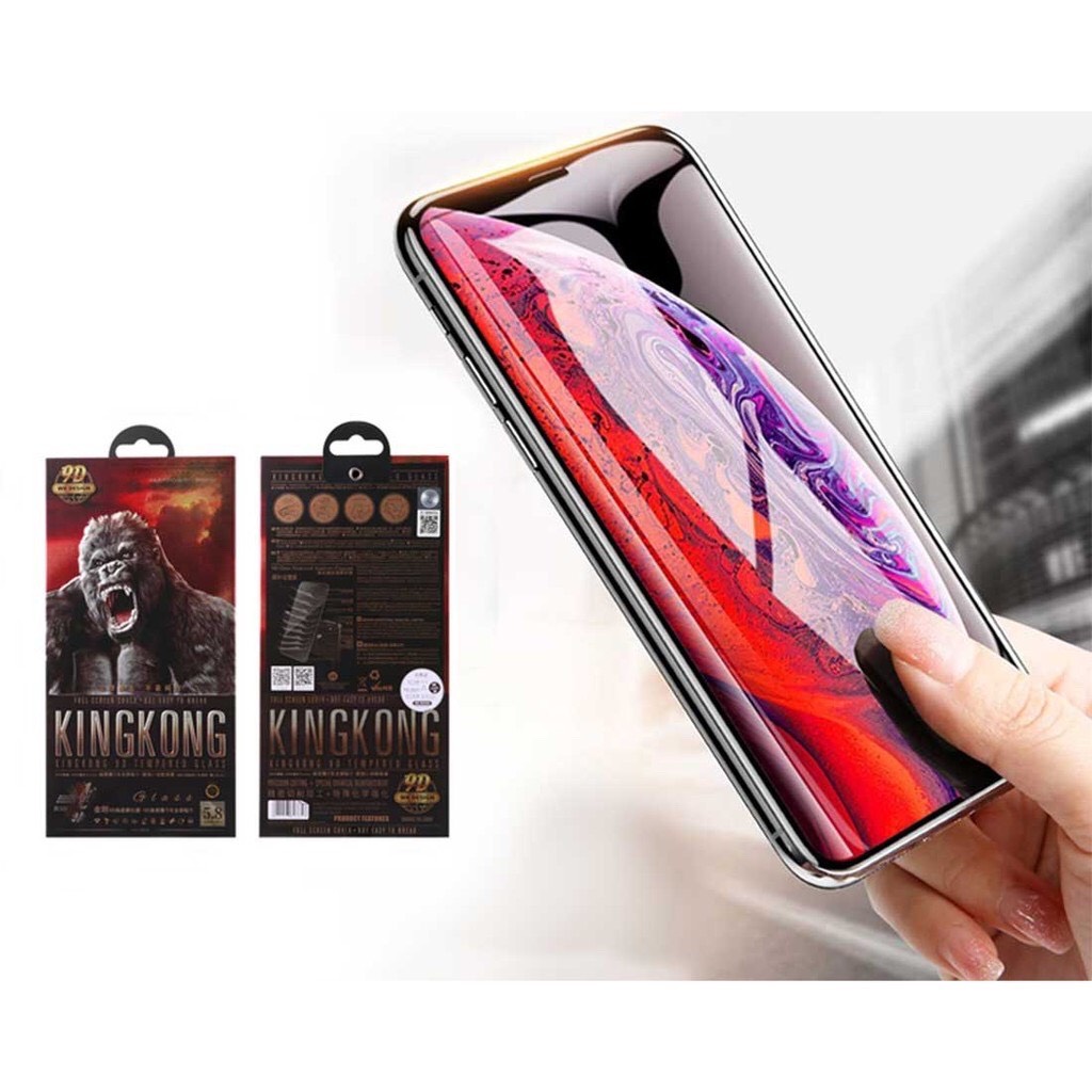 Kính Cường Lực KingKong 9D Trong Suốt Dành Cho iPhone - Full Hộp Sắt Cao Cấp - Dán Full Màn - Hàng Chính Hãng