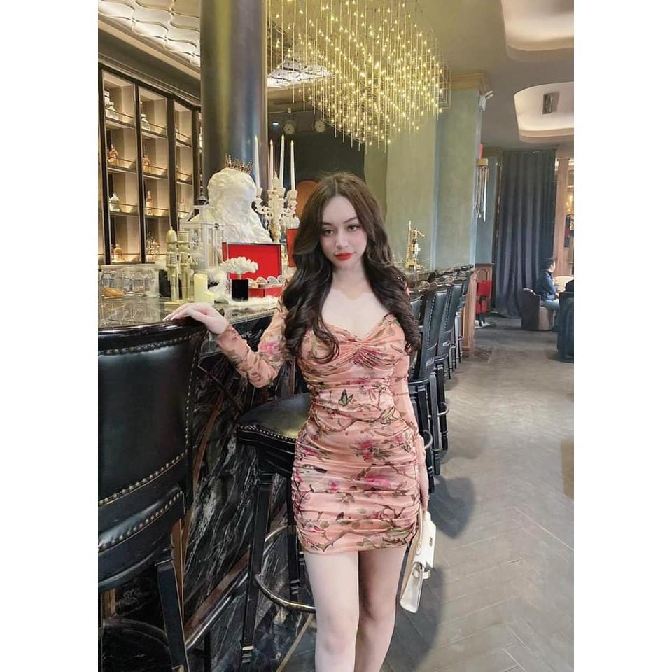 Đầm Body Trễ Vai Tay Dài Có Mút Ngực - Hậu Nguyễn Store