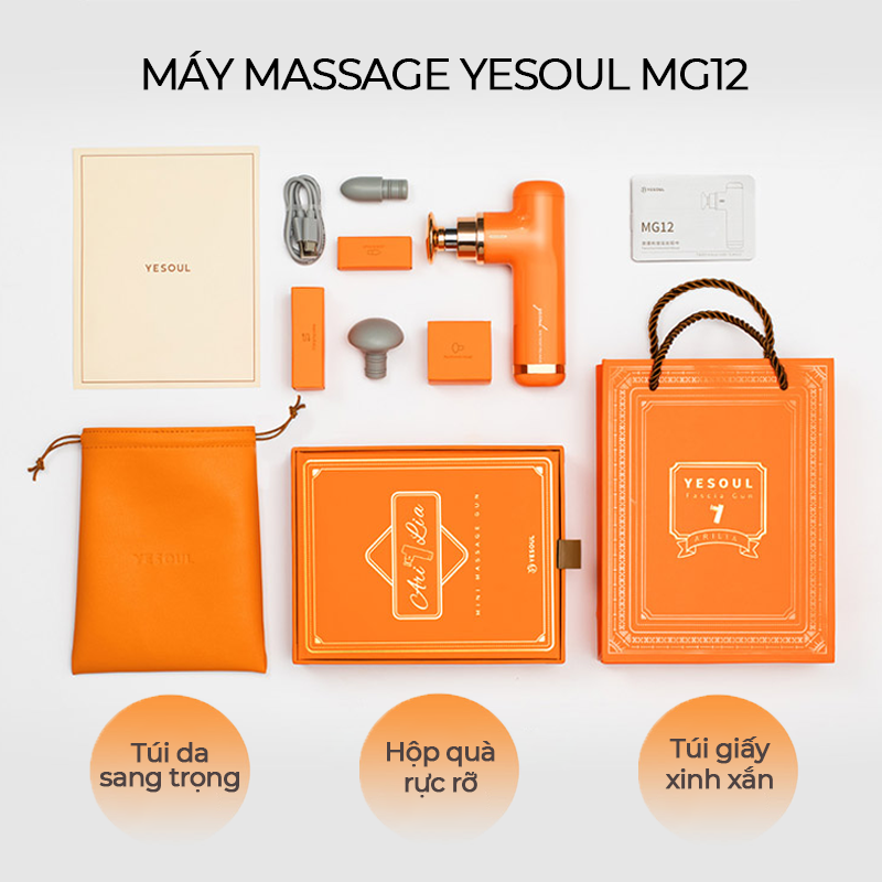 Máy Massage Cầm Tay Mini YESOUL MG12, Massage Cầm Tay 3 Đầu 3 Mức Độ, Không Gây Tiếng Ồn